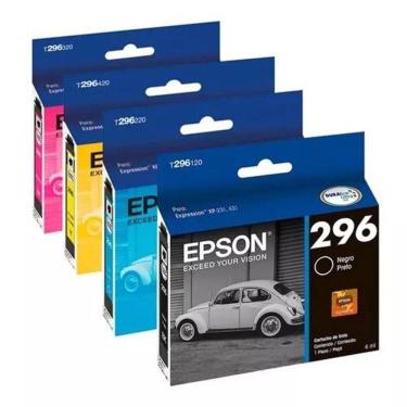 Imagem de Kit 4 Cartuchos Epson 296 Original cmyk para impressora Expression XP241