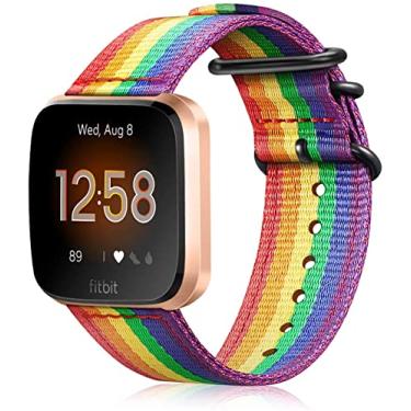 Imagem de Hoopyeecase pulseira de relógio Compatível com Fitbit Versa 2 / Versa/Versa Lite, Suave Nylon Substituição assistir banda Pulseira Acessórios Compatível com Fitbit Versa Smart Watch