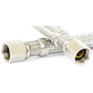 Imagem de LASCO Linha de fornecimento de água para máquina de gelo 10-0954, 3 metros, aço inoxidável trançado, x compressão fêmea de 0,6 cm, 1 pacote, ferro