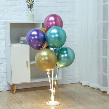 Imagem de Kit de suporte de balão com 2 peças, suporte de balão de mesa com copos de balão para aniversário, casamento, aniversário, decoração de festa de chá de bebê (luz LED branca quente (sem balão))