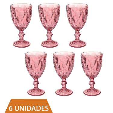 Imagem de Conjunto 6 Copos Taça Lilás Diamante 300ml Para Agua Vinho