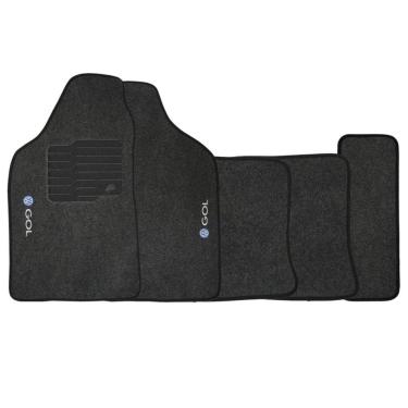 Imagem de Jogo de Tapete Automotivo Carpete Volkswagen Vw Gol Quadrado 1980 à 1994 Soft Logo Bordado 5 Peças