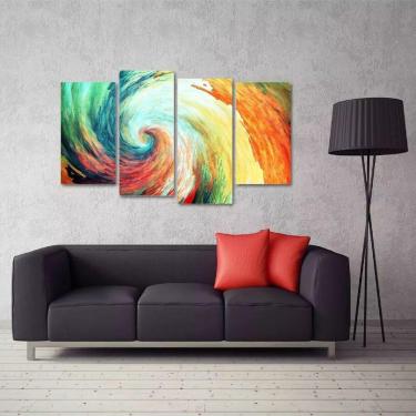 Imagem de Quadro Abstrato Moderno Tornado Escritório Tecido 4 Peças