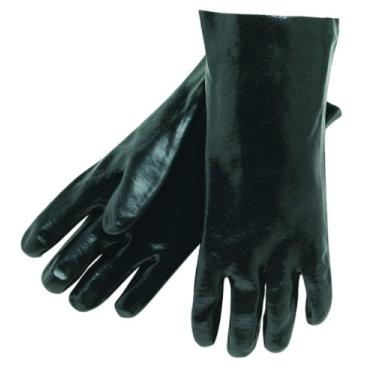 Imagem de MCR Safety Luvas de PVC 6300 com forro interloque de 35,5 cm, acabamento suave, preto, grande, 1 par
