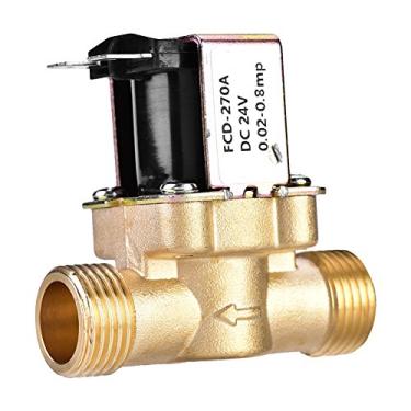 Imagem de Válvula solenoide de latão, 1/2" CC 24V Controle de água normalmente fechado sem consumo de energia Válvula solenoide magnética de latão evita combustão seca e controla o fluxo.