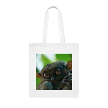 Imagem de Bolsa Bush Baby Tarsier Filipinas, presente divertido, bolsa de ombro, bolsas reutilizáveis, cesta de Natal de aniversário, ideia de presente, Branco