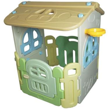 Imagem de Casinha Infantil Plástico Playground Brinquedo Criança Com Cesta Basqu