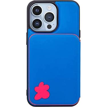 Imagem de KKFAUS Capa para iPhone 13/13 Mini/13 Pro/13 Pro Max, capa carteira de telefone com capa de carteira de telefone com silicone à prova de choque TPU + PC rígido anti-riscos - proteção completa (cor: azul, tamanho: 13 mini 5,4 polegadas)