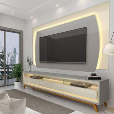 Imagem de Rack com Painel Para TV até 75 Polegadas com LED 220cm  Elegance Yescasa Cinza/Off White