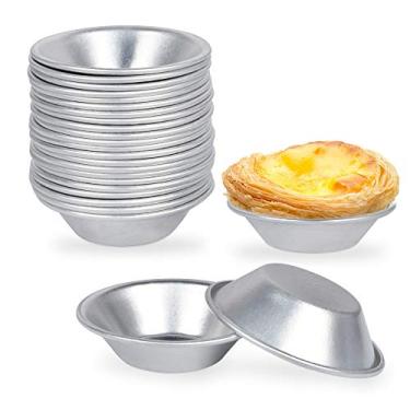 Imagem de Pacote com 25 moldes de torta de ovos, formas de torta de tortinhas pequenas de lata Puto Cup assadeira muffin cupcake bolo molde de biscoito ferramenta de assar, alumínio redondo reutilizável antiaderente molde de sobremesa