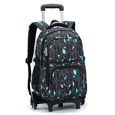 Imagem de VILINKOU Mochila escolar com rodinhas mochila de alta capacidade para meninas e meninos com rodinhas seis rodas subir escadas, Multicor, Large, Caixa azul preta