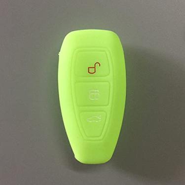 Imagem de YJADHU Capa de silicone para chave de carro de substituição com 3 botões protetor de chave, adequada para Ford Mondeo Focus Fiesta Kuga C-Max S-Max MK3, verde luminoso