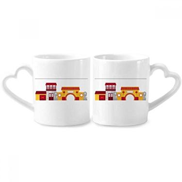 Imagem de Conjunto de canecas de porcelana para casal, padrão chinês, arquitetura, chinês, coração