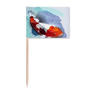 Imagem de Peixe japonês Koi estilo aquarela palito bandeiras marcadoras decoração de festa