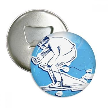 Imagem de Ilustração de Esporte de Inverno Snowboard Esqui Abridor de Garrafas Imã de Geladeira Emblema Multifuncional