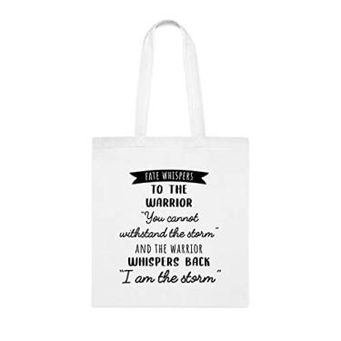 Imagem de Fate Whispers To The Worrior, Sacola Engraçada, Bolsa de Ombro, Sacolas Reutilizáveis, Cesta de Aniversário de Natal, Branco