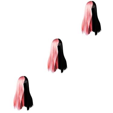 Imagem de LALAFINA 3Pcs Anime Meio E Traje Cosplay Acessórios Femininos Prop Peruca Para Senhoras Resistente Natal E Sintético Diariamente Rosa Ondulado Perucas Femininas Rosa