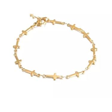 Imagem de Corrente + Pulseira em Aço Inox Cruz