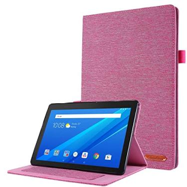 Imagem de Capa do caso da tabuleta. Compatível com Lenovo M10 HD 2020 TB-(X306) Case, Flip Fold Stand Case Capa de Impressão de Tecido Protetora com Auto Wake Sleep com slots de cartão (Color : Pink)
