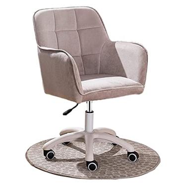 Imagem de cadeira de escritório Cadeira de escrivaninha Cadeira de escritório com estrutura de cadeira giratória Assento estofado grosso Cadeira de trabalho ergonômica Cadeira de jogo de veludo (cor: cinza)