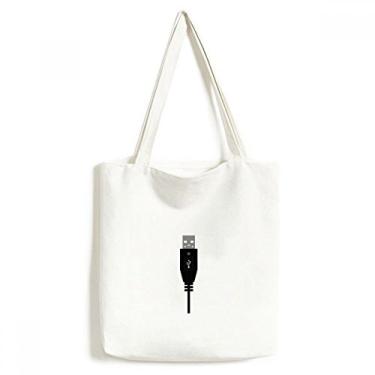 Imagem de Cabo de carregamento USB preto sacola sacola sacola de compras bolsa casual bolsa de compras