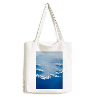 Imagem de Bolsa de lona cinza neblina nuvens brancas bolsa de compras casual bolsa de mão