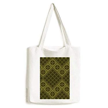 Imagem de Bolsa de lona com estampa de triângulo de losango verde bolsa de compras casual bolsa de mão