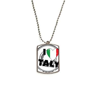 Imagem de DIYthinker I Love Italy Palavra Bandeira Love Heart Pattern Corrente de Aço Inoxidável Pingente para Cachorro Colar para Animais de Estimação