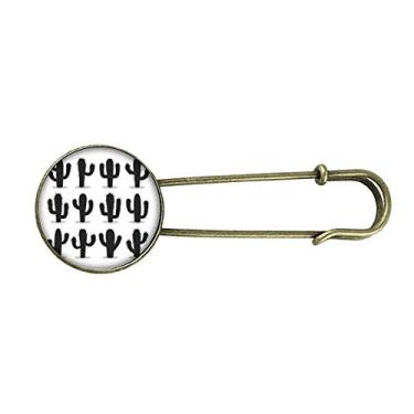 Imagem de Broche de metal retrô com desenho de suculentas de planta com desenho de cacto