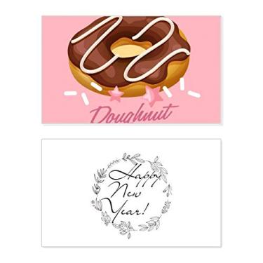 Imagem de Chocolate Doughnut Sobremesa Ano Novo Festival Cartão de felicitações Bless Mensagem Presente