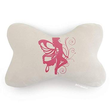 Imagem de DIYthinker Almofada de almofada para decoração de pescoço com asa rosa de borboleta com lindo anjo para carro