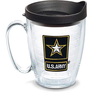 Imagem de Tervis Copo isolado com logotipo de estrela dourada do exército de parede dupla feito nos EUA mantém as bebidas frias e quentes, caneca de 473 ml, clássica