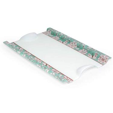Imagem de Bandeja Retangular Home Glass Verde/Branco