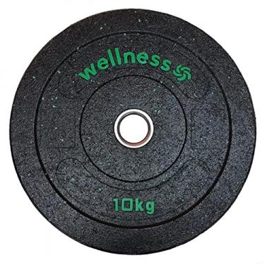 Imagem de Anilha Olímpica Borracha New Bumper Plate 10kg Wellness - Multilaser, WK007, Preto/Verde