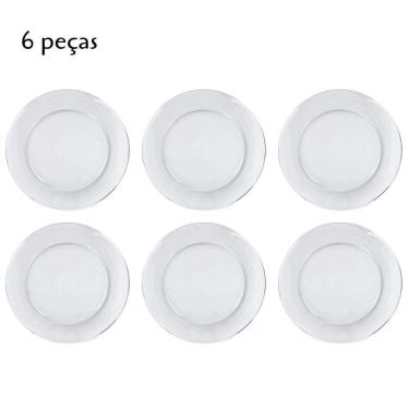 Imagem de Jogo De Pratos Raso Em Vidro 6 Peças 22,6Cm Transparente