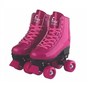 Imagem de Patins 4 Rodas Roller Skate Ajustáveis 39 A 42 Rosa Glitter - Fenix Br
