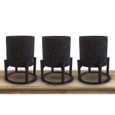 Imagem de kit 3 Vasos suspenso Cachepot para plantas Suculenta - Decoração moderna Casa, Quarto (Preto)