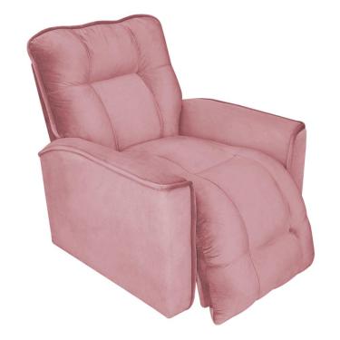 Imagem de Poltrona do Papai Reclinável Manual Comfort Veludo Rosa - Montanaris Decor
