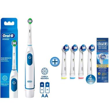 Imagem de Escova Dental Eletrica Pro Saude Power + 2 Pilhas + 4 Refis