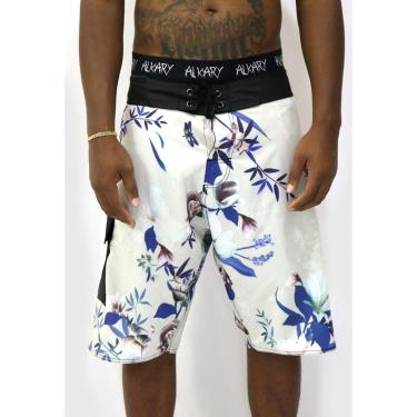 Imagem de Bermuda Água Alkary Surf Praia Flores Branca-Masculino