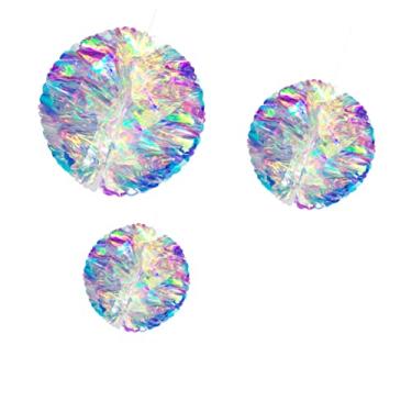Imagem de Gadpiparty 3 Pecas ornamento pendurado bugiganga iridescente reutilizar pom pom iridescente decorações de casamento decorações para árvores de natal acessórios para festa enfeite de casamento