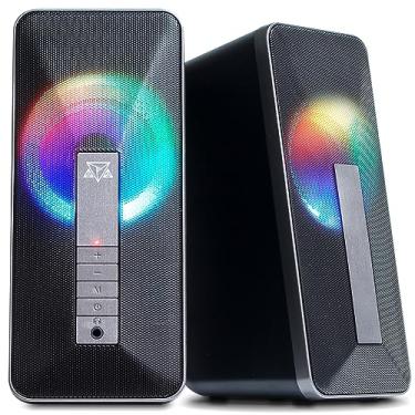 Imagem de Caixa de Som gamer amplificada para PC Computador Notebook Adamantiun Iron Portatil Led RGB USB P2 3,5mm com Entrada para Fone de ouvido headset caixinha mini tv