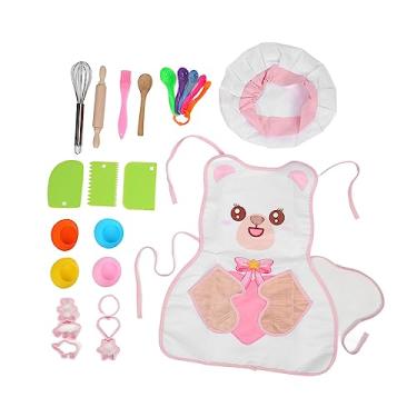Imagem de Conjunto de cozimento infantil, aprimorar habilidades práticas, aprendizagem precoce, bordas arredondadas, plástico e madeira de faia, presente de feriado, avental chapéu rolo de massa de madeira escova de cozinha conjunto de cozimento infantil