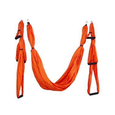 Imagem de newrong Conjunto de balanço aéreo de ioga com estojo de transporte acessórios de montagem para pilates ginástica antigravidade antigravidade teto pendurado yoga sling rede de ioga laranja 250x150cm
