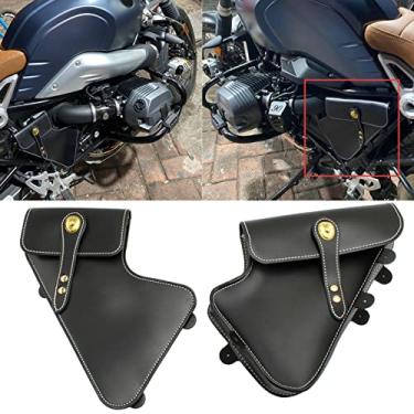 Imagem de FINMOKAL Par de bolsa lateral de couro suporte de moldura lateral ferramentas bolsa bolsa para BMW R Nine T 2014-UP