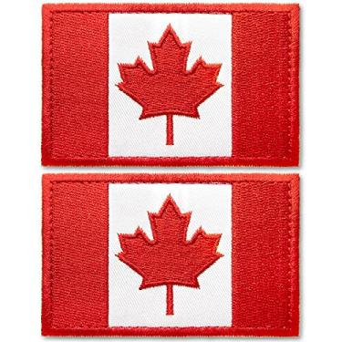 Imagem de Patches bordados da bandeira canadense Anley Tactical (2 unidades) - 2 "x 3" Uniforme militar da bandeira canadense Costure no emblema do emblema - presilhas de laço e ganchos anexadas a chapéus, roupas e engrenagens táticas