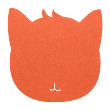 Imagem de Tapete de rato em forma de gato, anti-riscos, tapete de PC, fácil armazenamento, almofadas de mesa à prova de poeira, isolamento térmico, tapete de almofada, bom isolamento, tapete de rato de feltro (laranja)