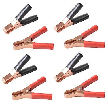 Imagem de Bettomshin Clipes de jacaré isolados pesados, 6 peças, 75A, clipes de cabo de bateria, grampos de teste elétricos, braçadeira de carregador de bateria para carro, veículo, barco, vermelho e preto