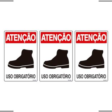 Imagem de Combo 3 Placas De Sinalização Atenção Bota Uso Obrigatório 20x30 Ekomunike - S-204 F9e