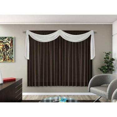 Imagem de Cortina Quarto E Sala 2,00 X 1,80 Marrom Lais Com Bando